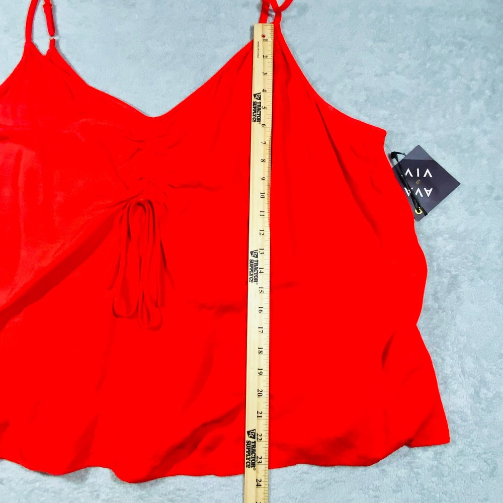 Ava & Viv Camisole Women 4X Red Ruched Drawstring V-Neck Adjustable Straps - Picture 12 of 15